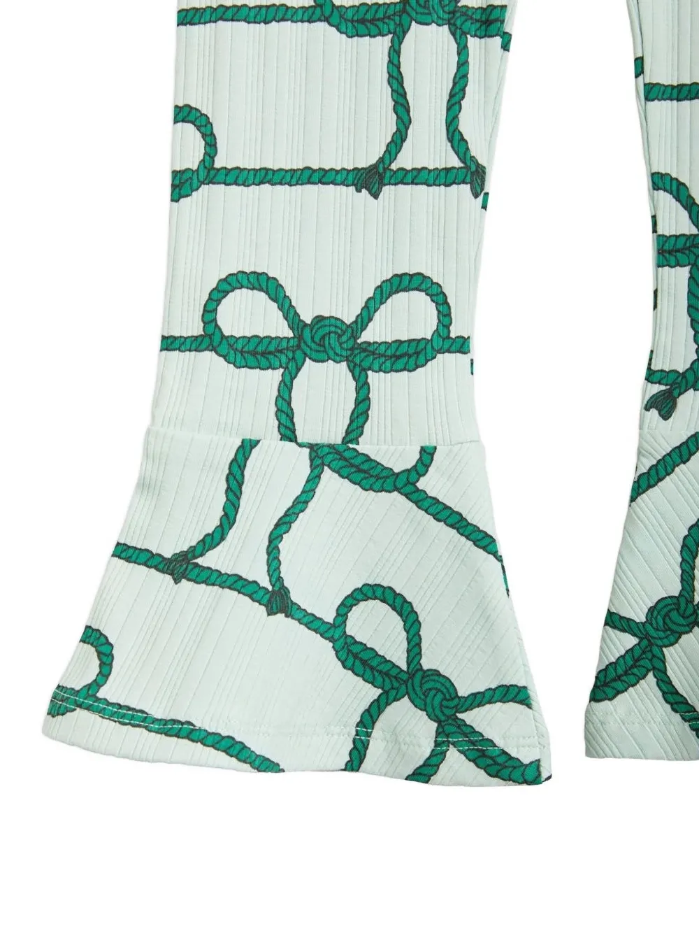Mini Rodini Bow-print Ribbed Trousers In Green