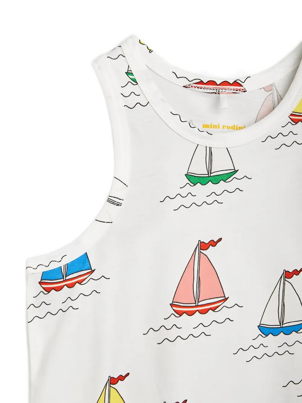 Mini Rodini Sailboat Print Vest Top In White