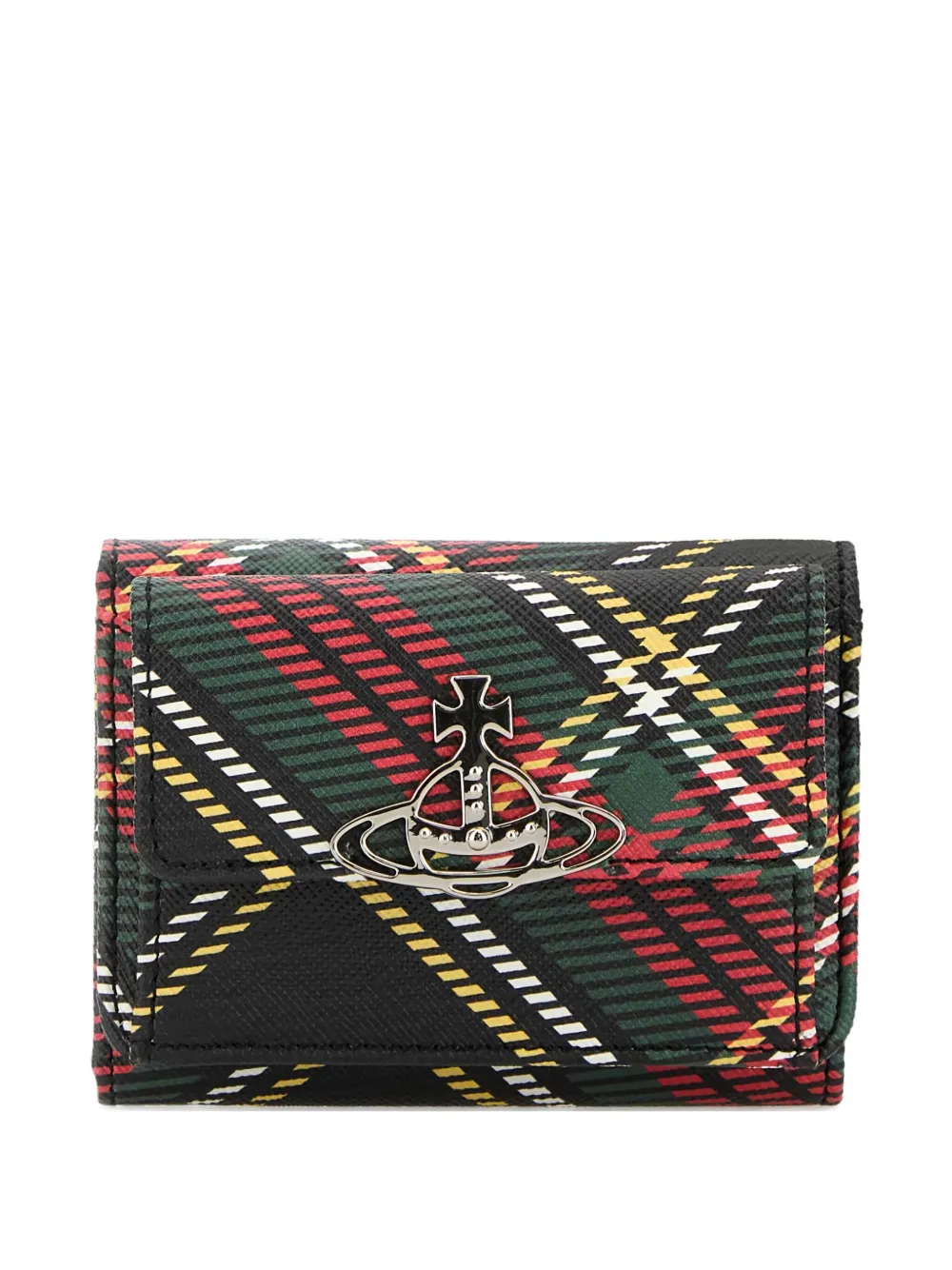 Vivienne Westwood tartan-print orb wallet Groen