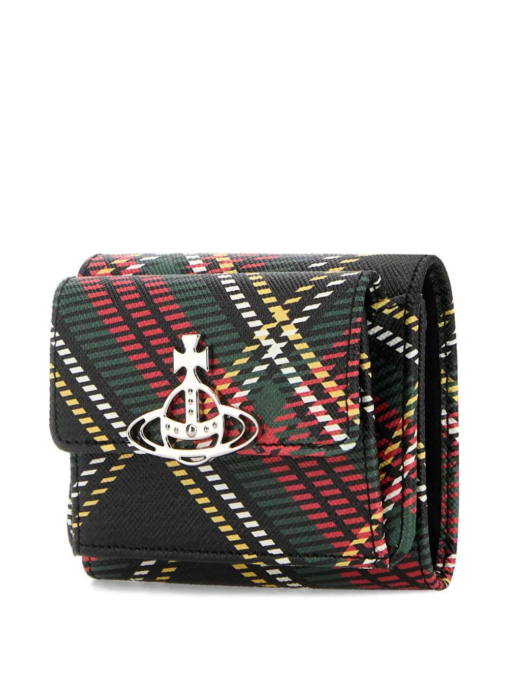 Vivienne Westwood tartan-print orb wallet Groen