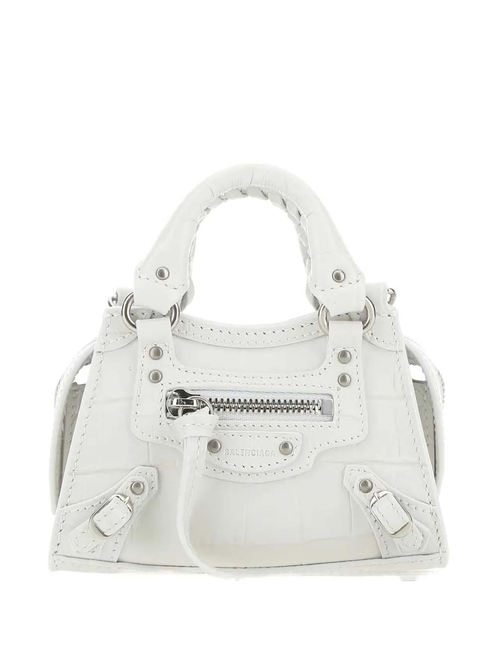 Balenciaga super nano Neo crocodile-effect tote bag - ホワイト Balenciaga super nano Neo crocodile-effect tote bag - ホワイト