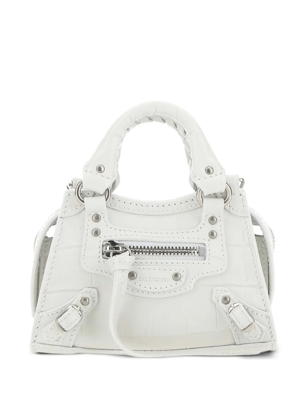 Balenciaga super nano Neo crocodile-effect tote bag - ホワイト Balenciaga super nano Neo crocodile-effect tote bag - ホワイト