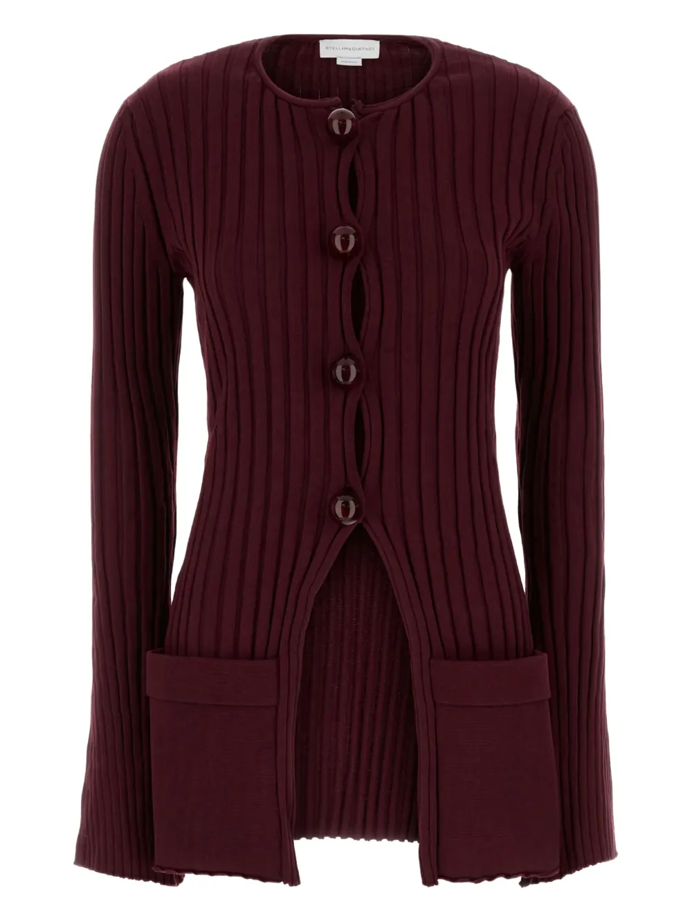 Stella McCartney ribbed crew-neck cardigan Rood