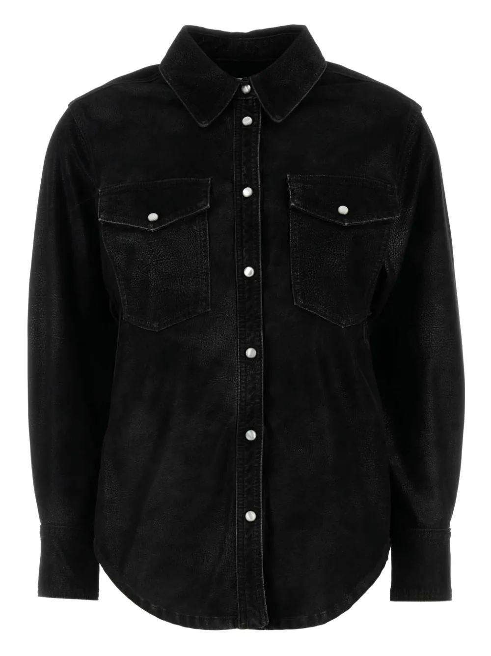 MARANT ÉTOILE Delcia leather-texture flap-pocket shirt