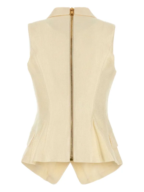 【関税＆送料込み】Balmain Double-Breasted Vest Balmain double-breasted Buttoned Vest | Neutrals | FARFETCH