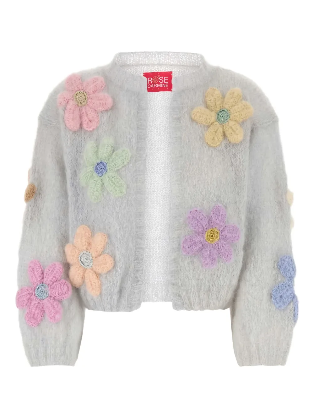 Rose Carmine flower-embellished bolero cardigan - グレー Rose Carmine flower-embellished bolero cardigan - グレー