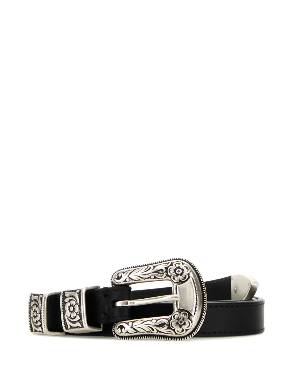 floral-buckle leather belt