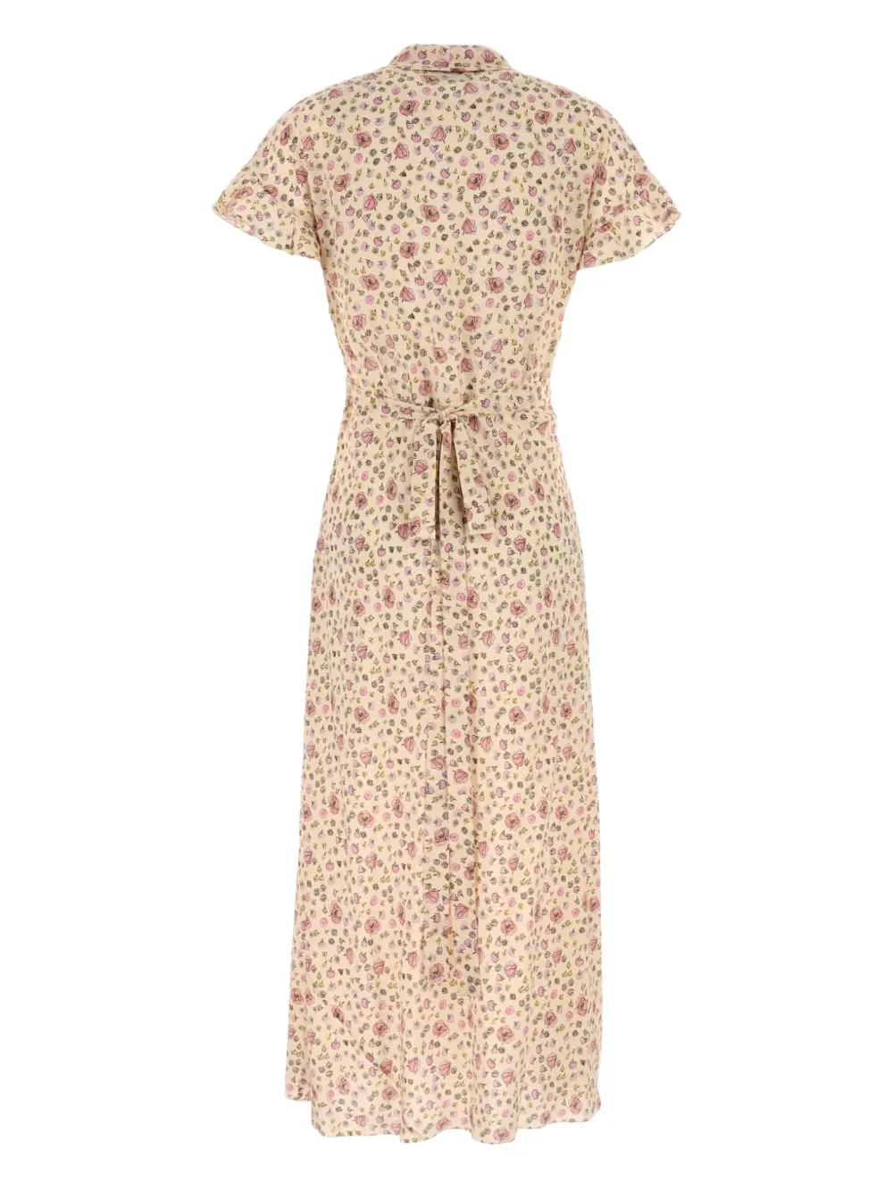 Miu floral-print tie-front midi dress Geel