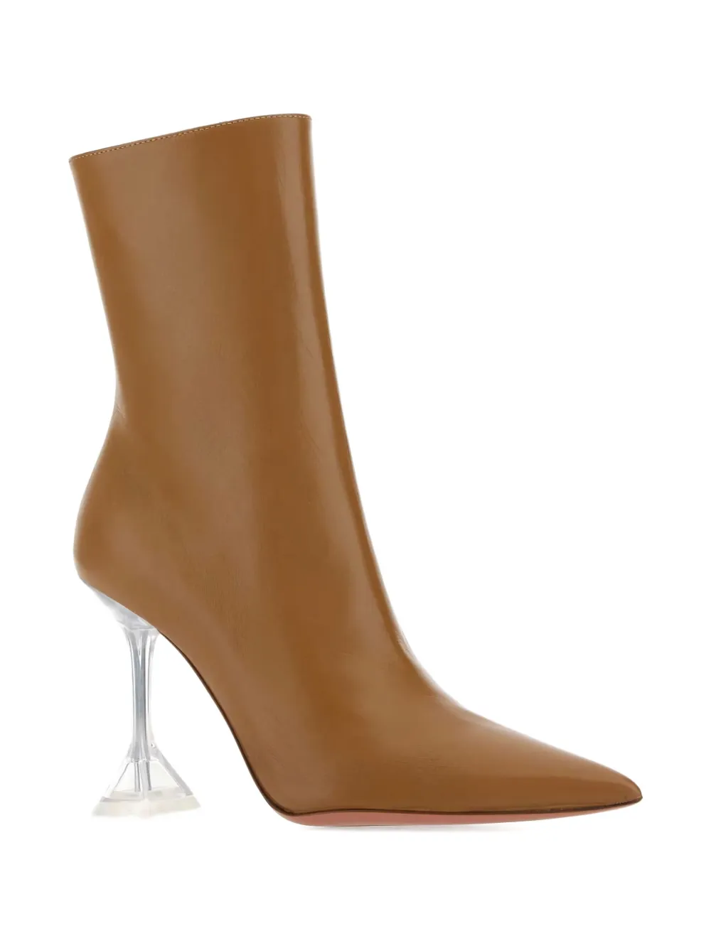 Amina Muaddi 100mm Giorgia nappa leather pointed-toe ankle boots Brown