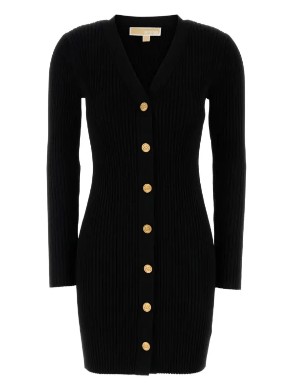 Michael Michael Kors Vestido Corto De Canalé Con Botones Negro