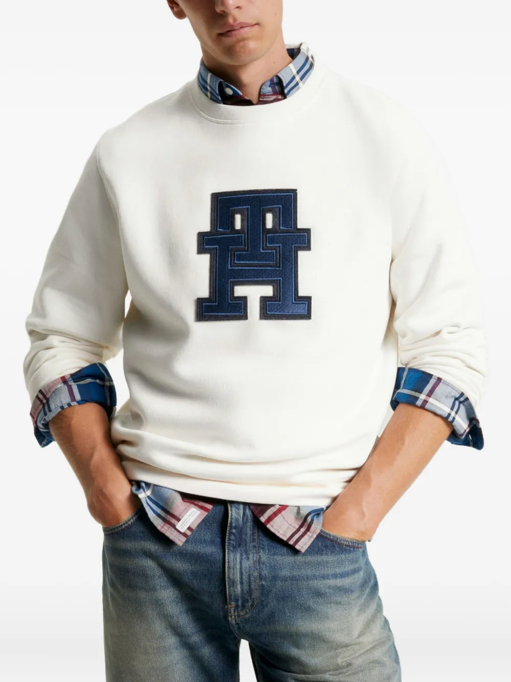 Tommy Hilfiger Varsity-logo Sweatshirt In White