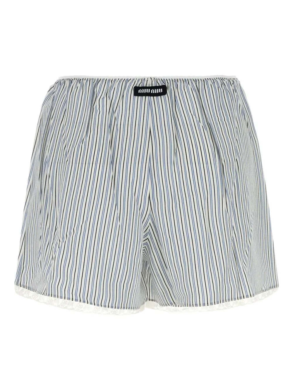 Miu striped lace-trimmed shorts Blauw