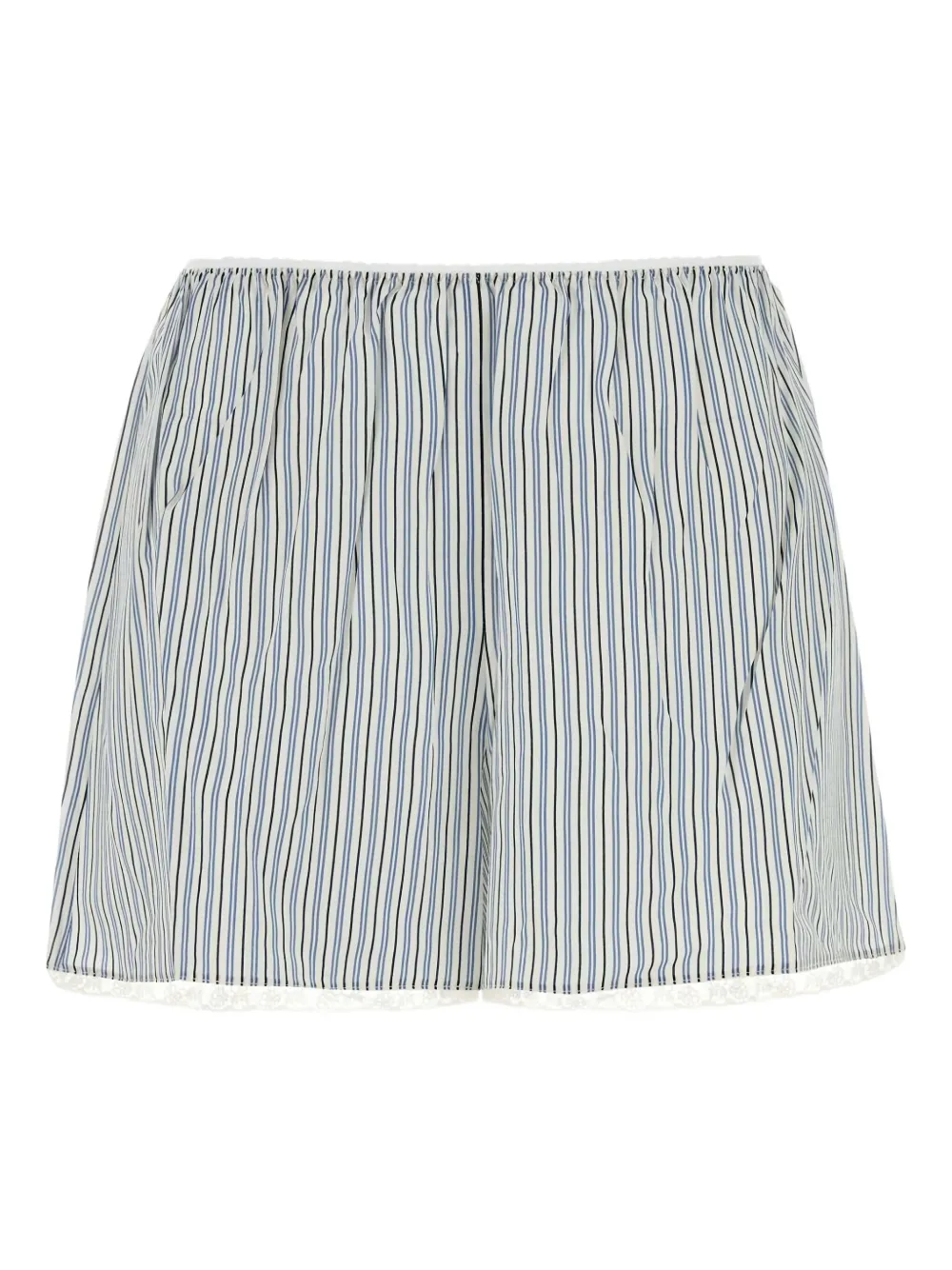 Miu striped lace-trimmed shorts Blauw
