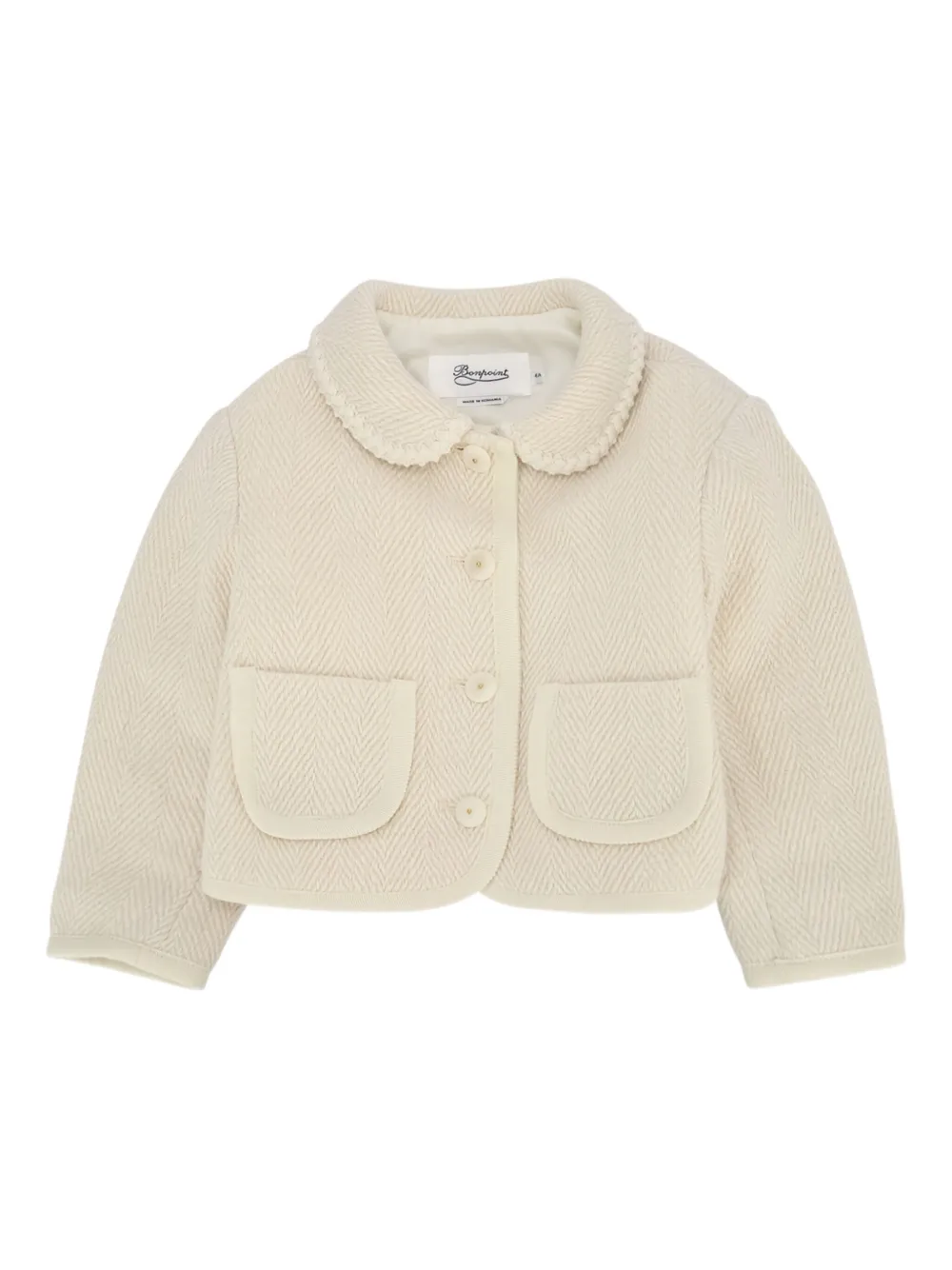 Bonpoint herringbone-patterned collar jacket Beige