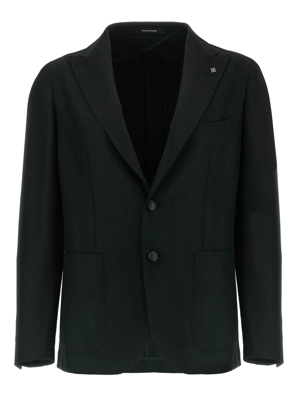 Tagliatore textured peak-lapel blazer Zwart
