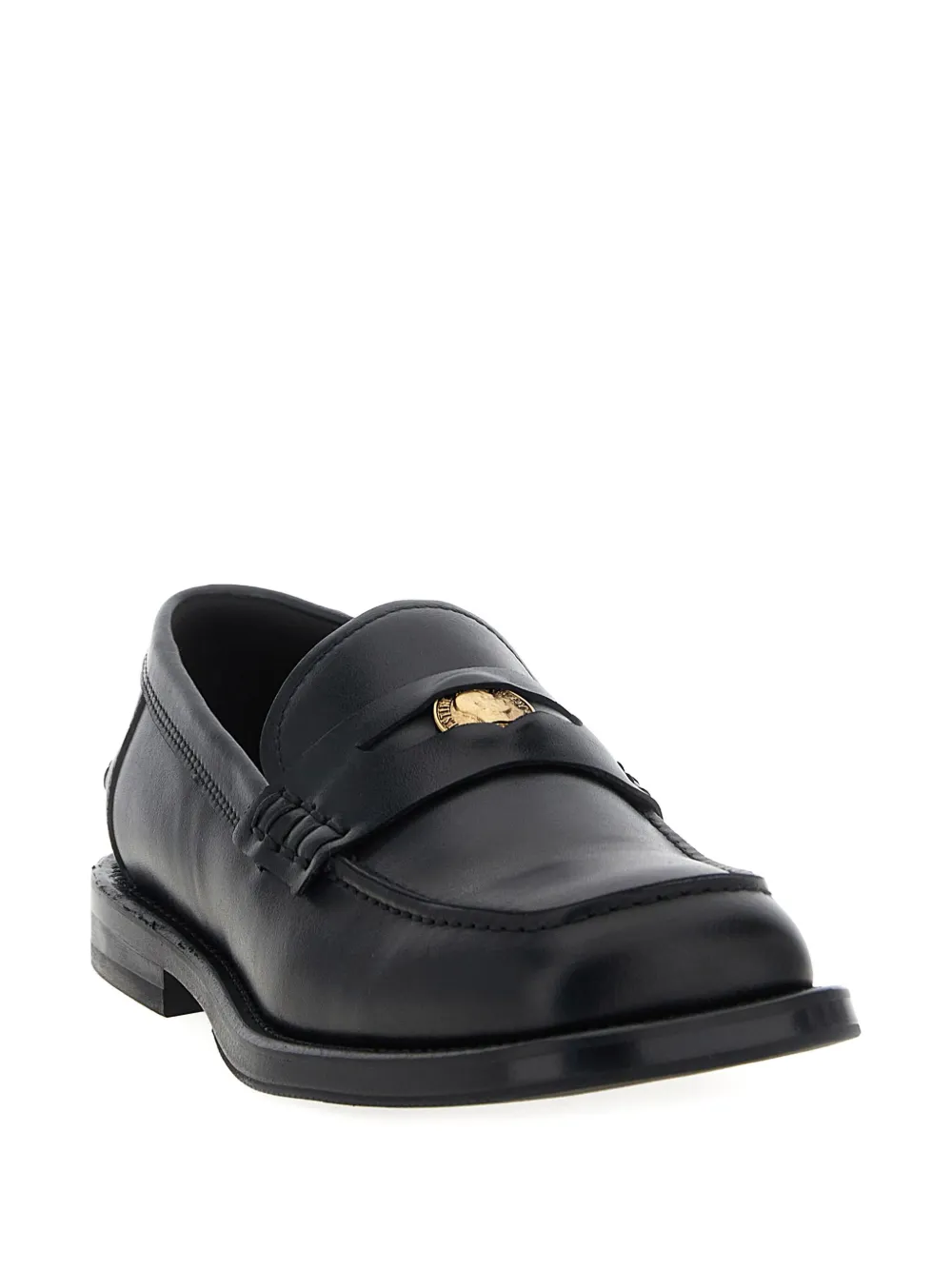 Moschino coin-detail leather loafers Black