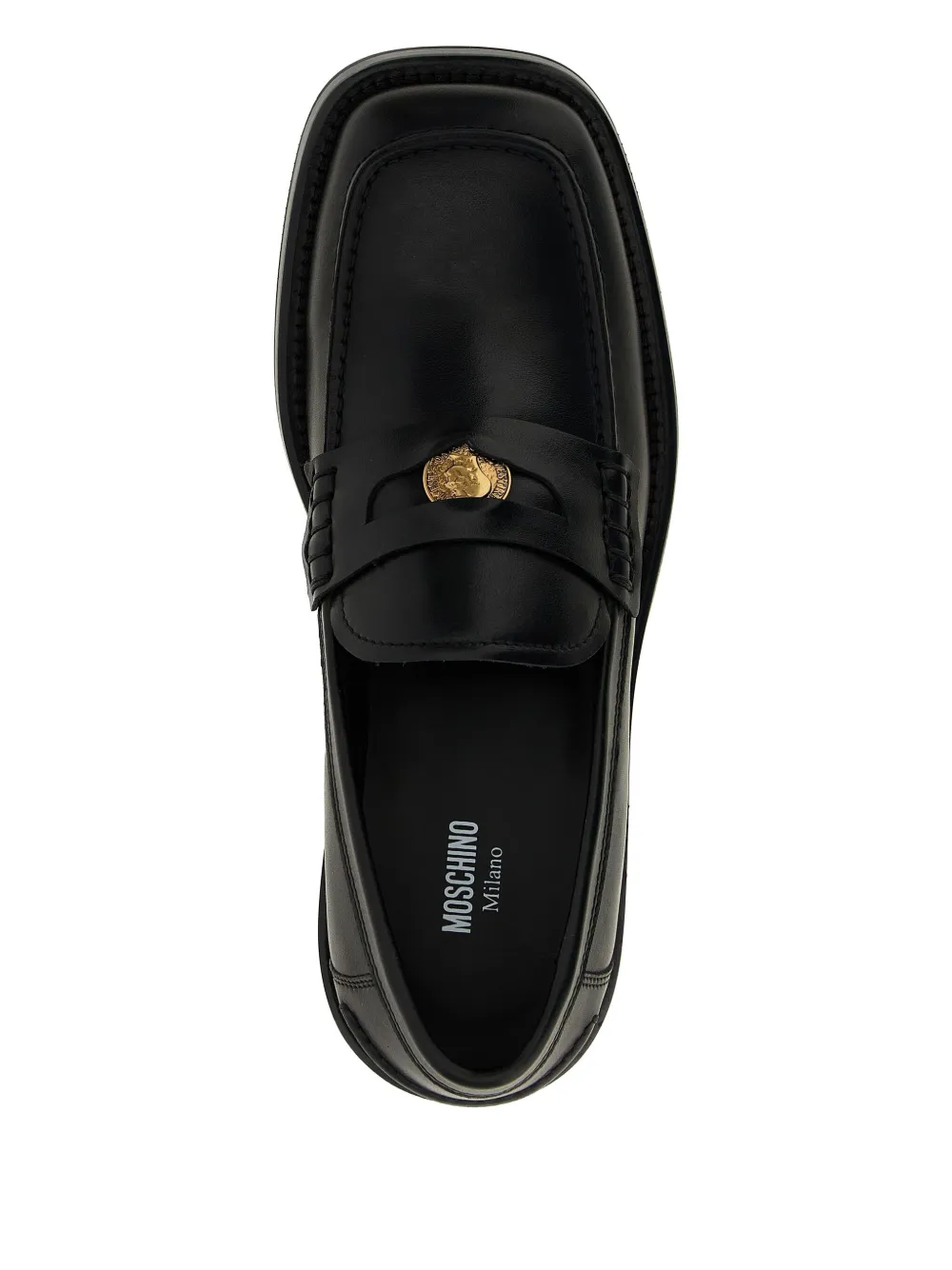 Moschino coin-detail leather loafers Black