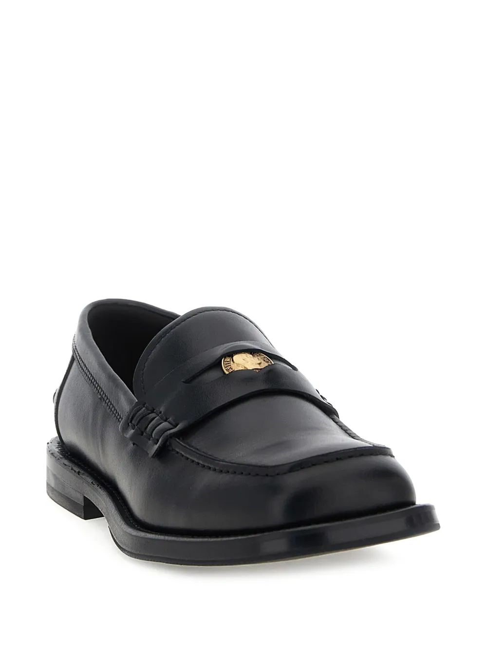 Moschino coin-detail leather loafers Black