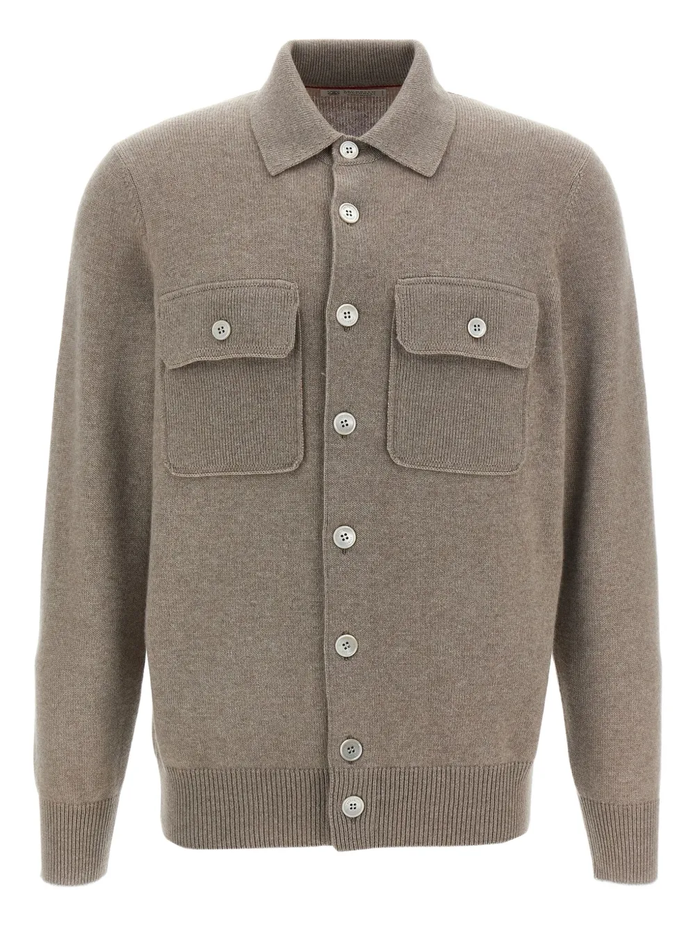 Brunello Cucinelli flap-pocket collared cardigan Beige