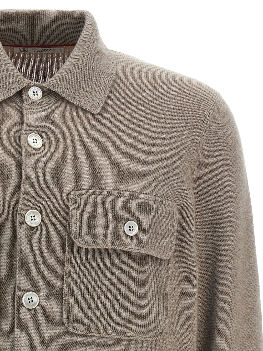 Brunello Cucinelli flap-pocket collared cardigan Beige