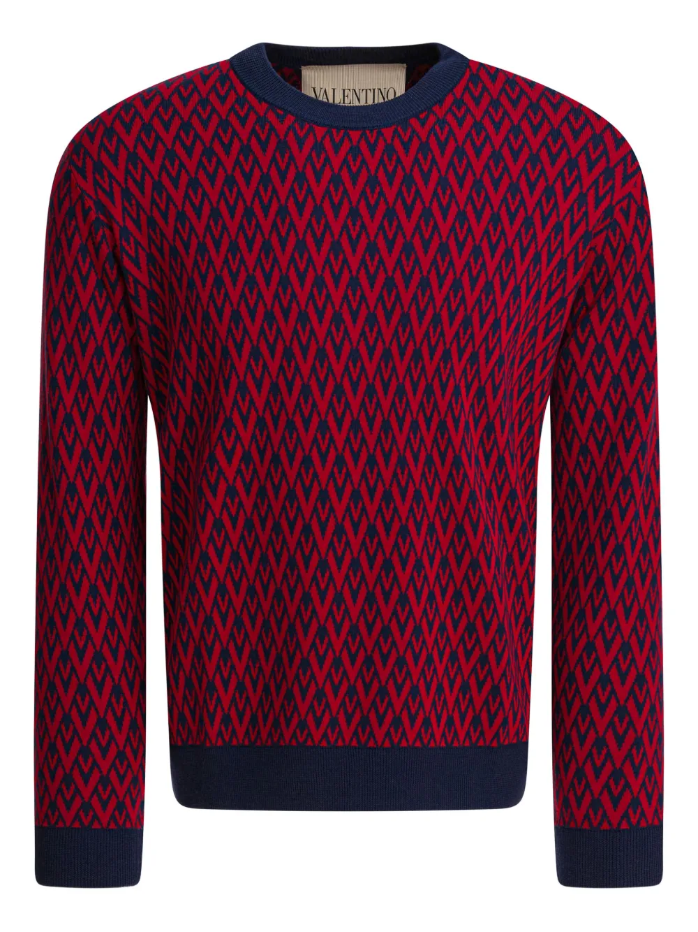 Valentino Garavani chevron-pattern wool sweater Blauw