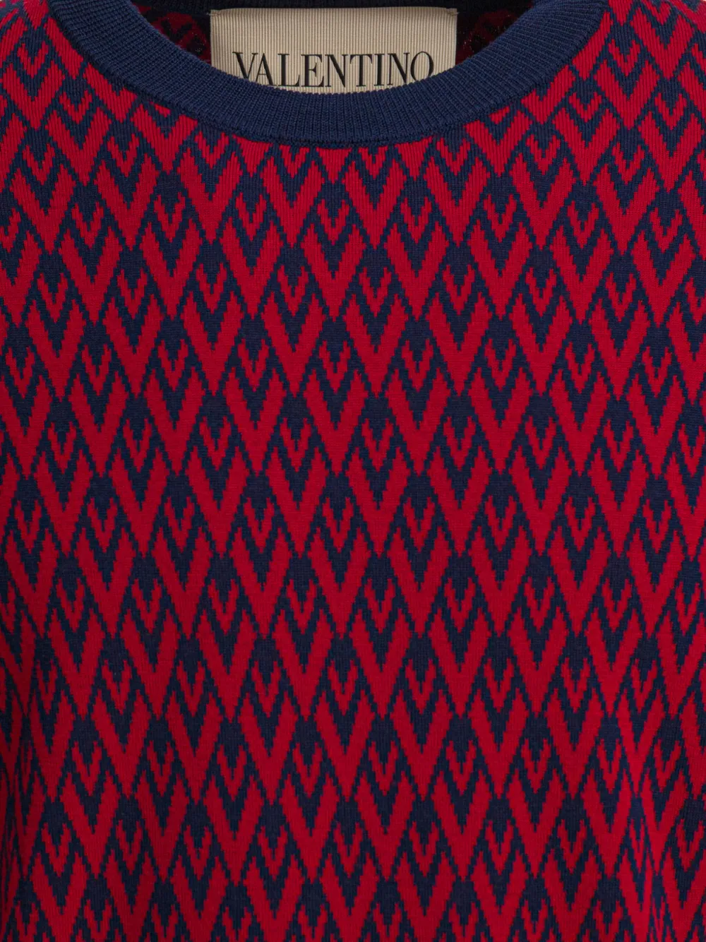 Valentino Garavani chevron-pattern wool sweater Blauw