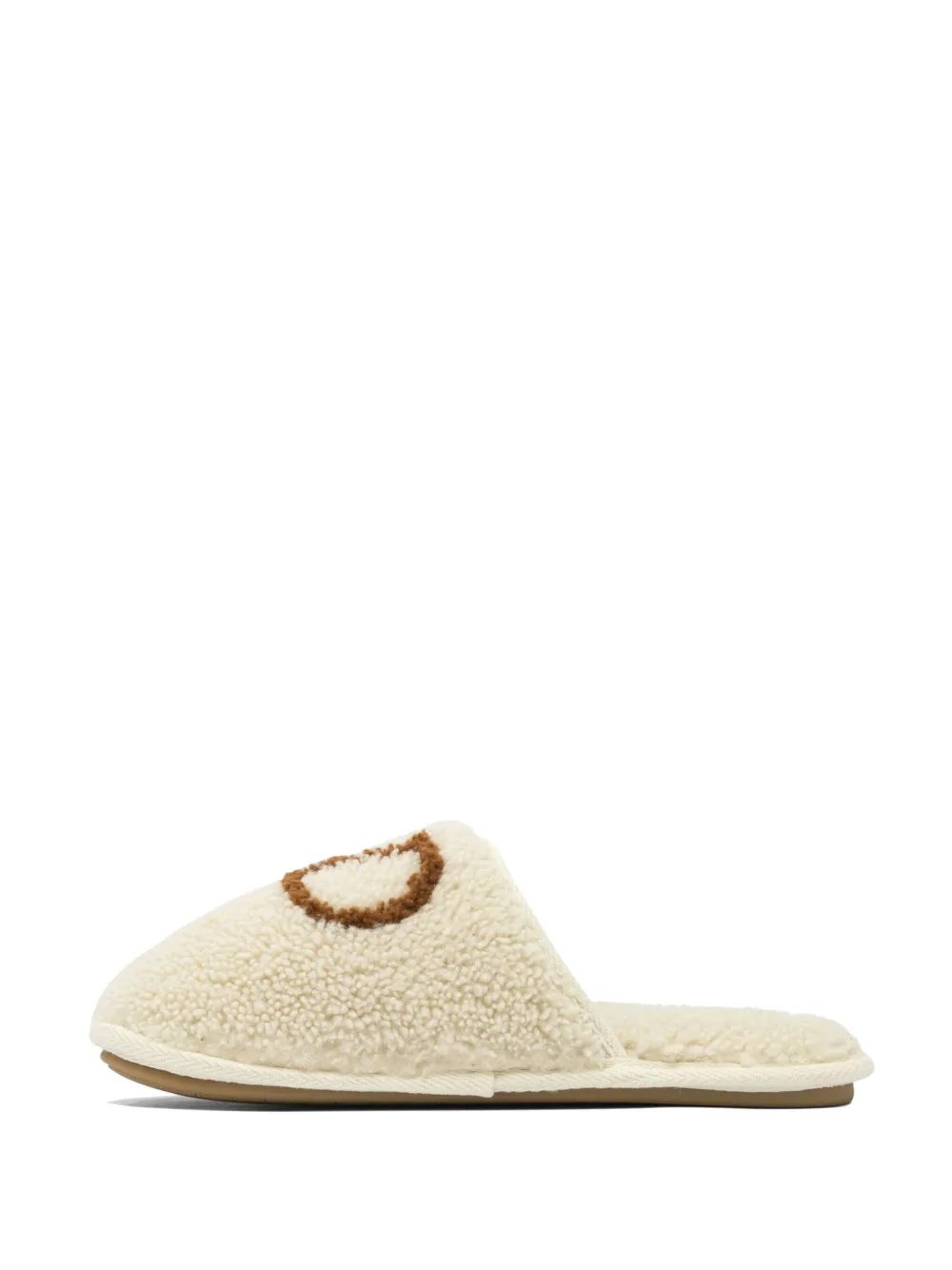 Valentino Garavani logo-embroidered sheepskin slippers Neutrals