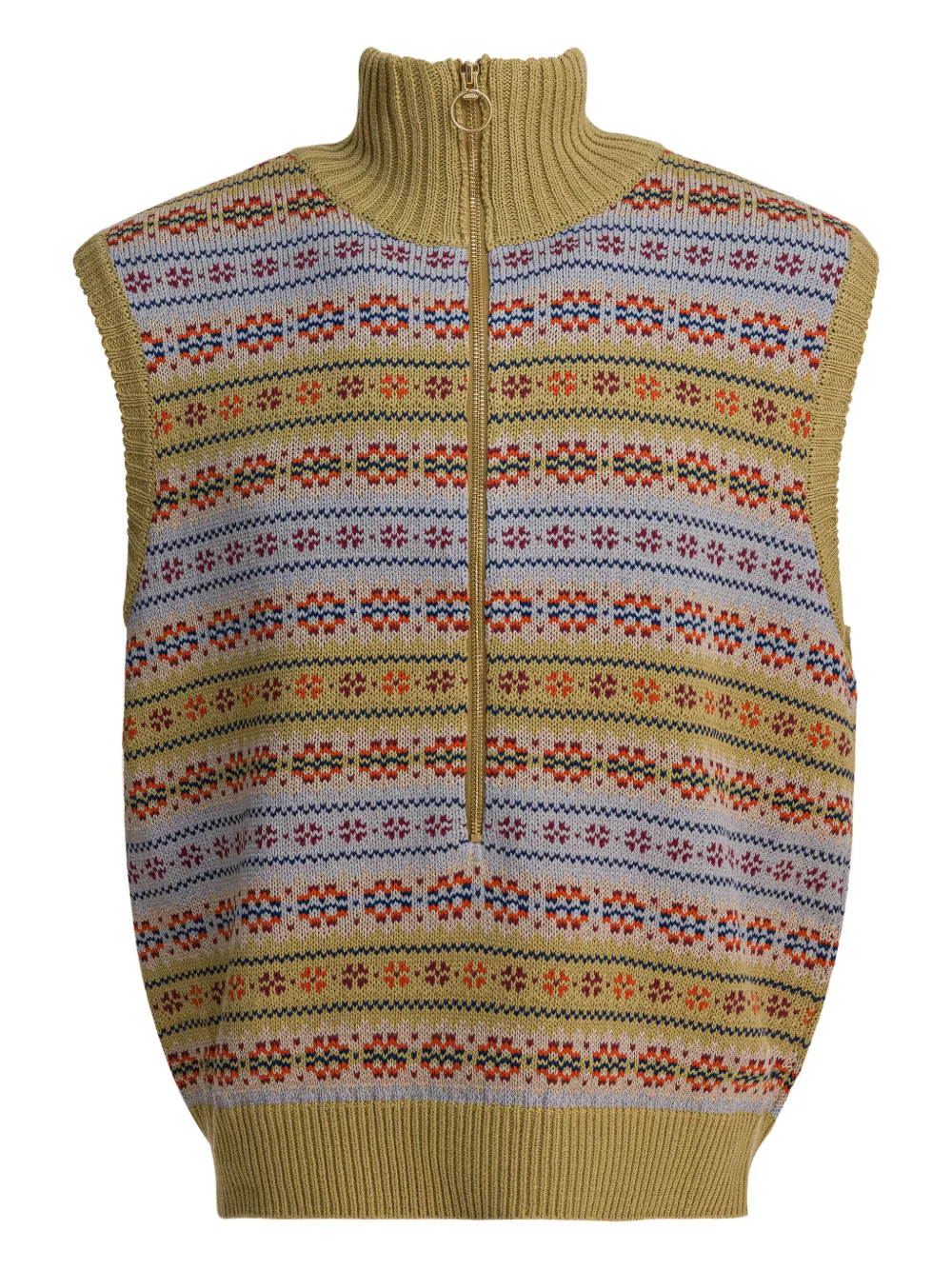 KAPITAL Gilet met hoge hals en patroon Groen