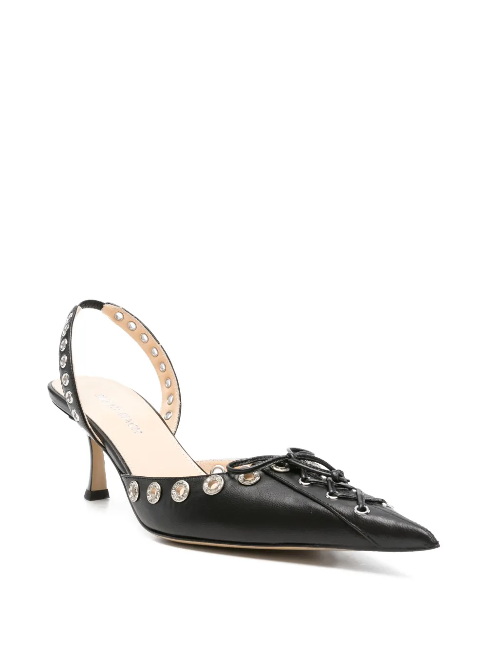 MACH & MACH crystal-embellished lace-up pumps Black