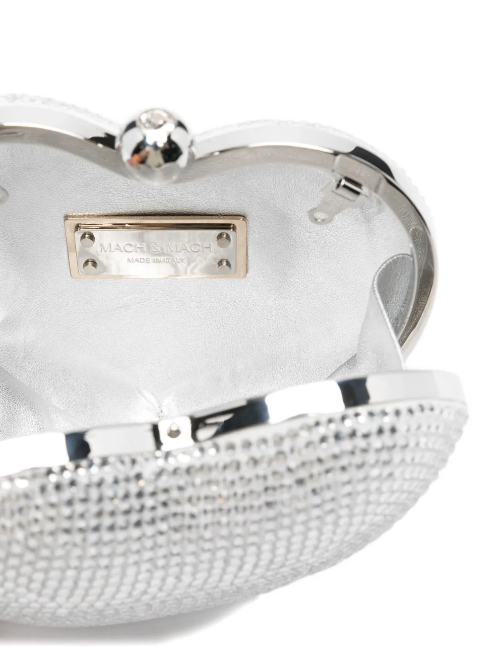 Mach&mach Mini Crystal Heart Embellished Bag In White