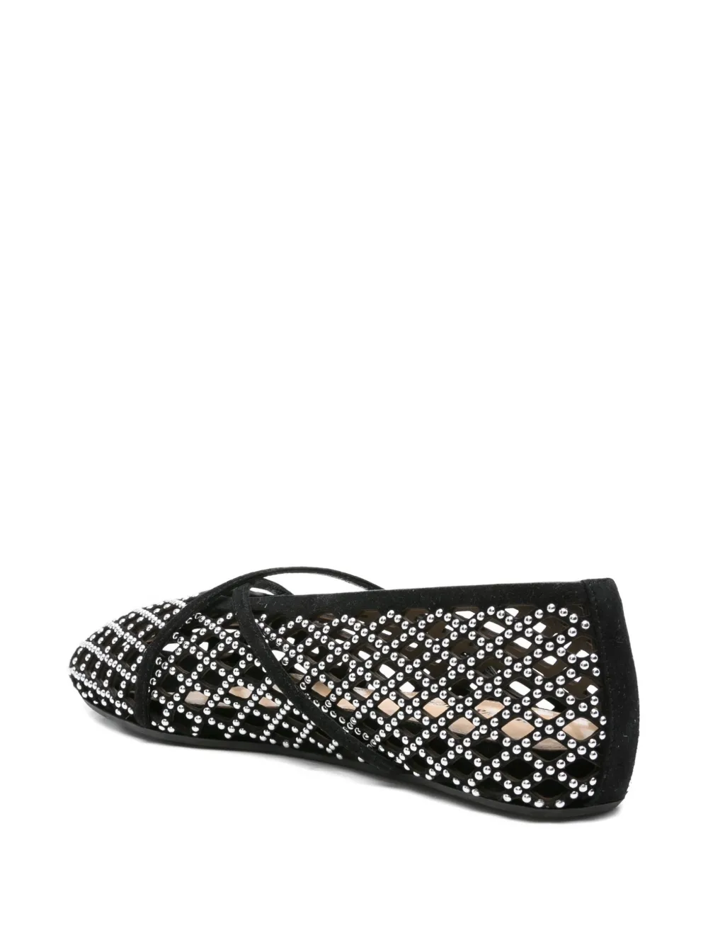 MACH & MACH crystal-embellished lattice ballet flats Black