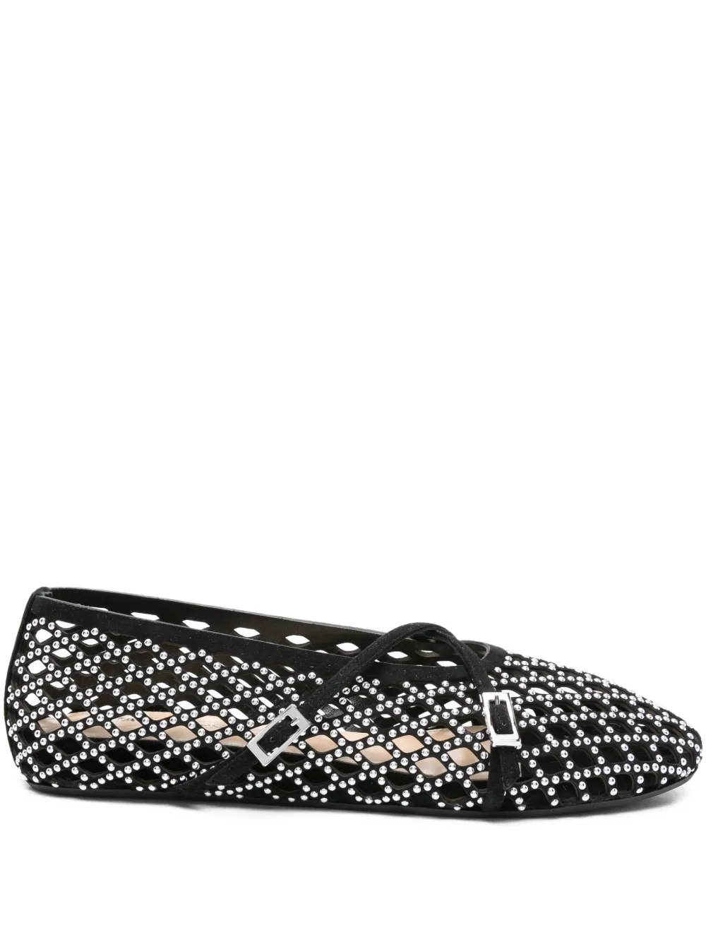 MACH & MACH crystal-embellished lattice ballet flats - Nero