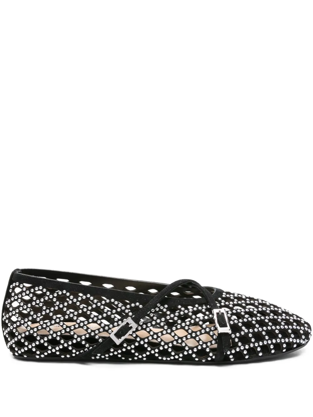 MACH & MACH crystal-embellished lattice ballet flats - Nero