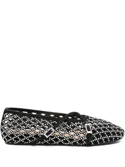 MACH & MACH crystal-embellished lattice ballet flats