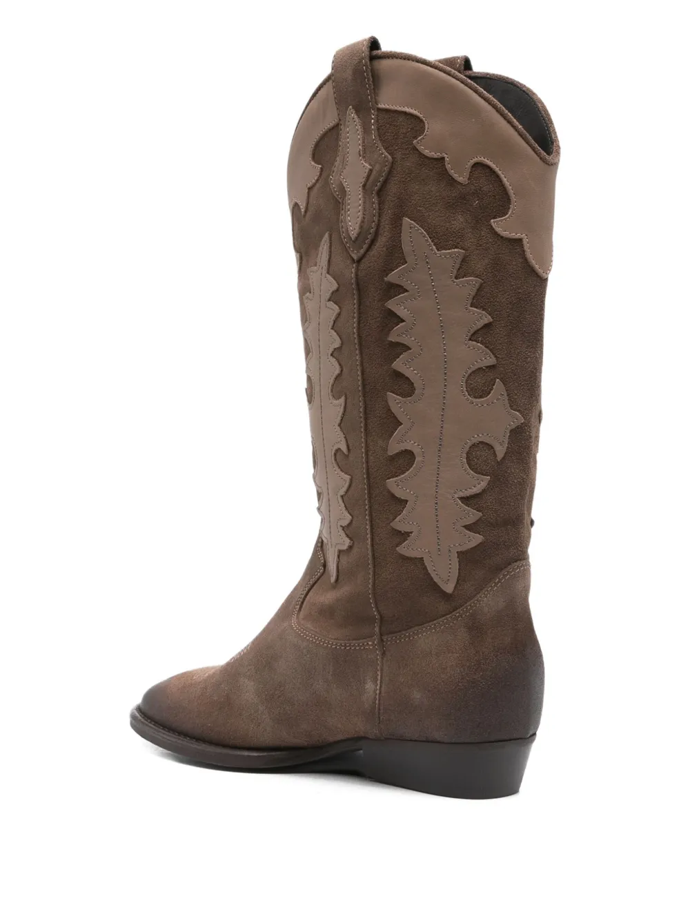 Gisel Moire 20mm leaf-detail suede boots Brown