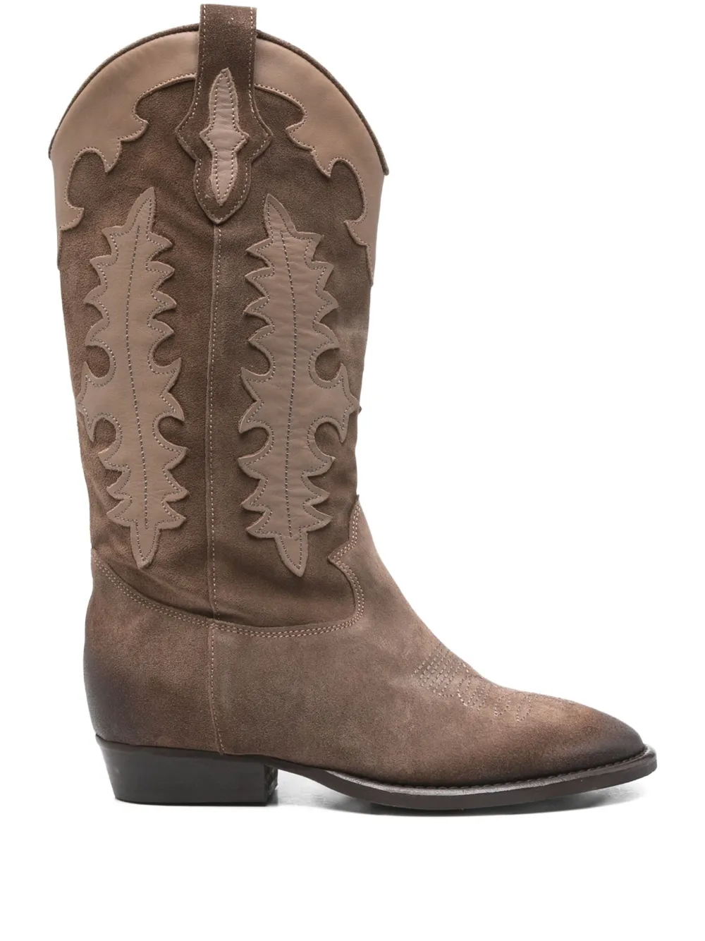 Gisel Moire 20mm leaf-detail suede boots Brown