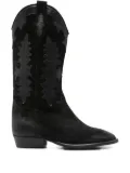 Gisel Moire 20mm leather cowboy boots - Black