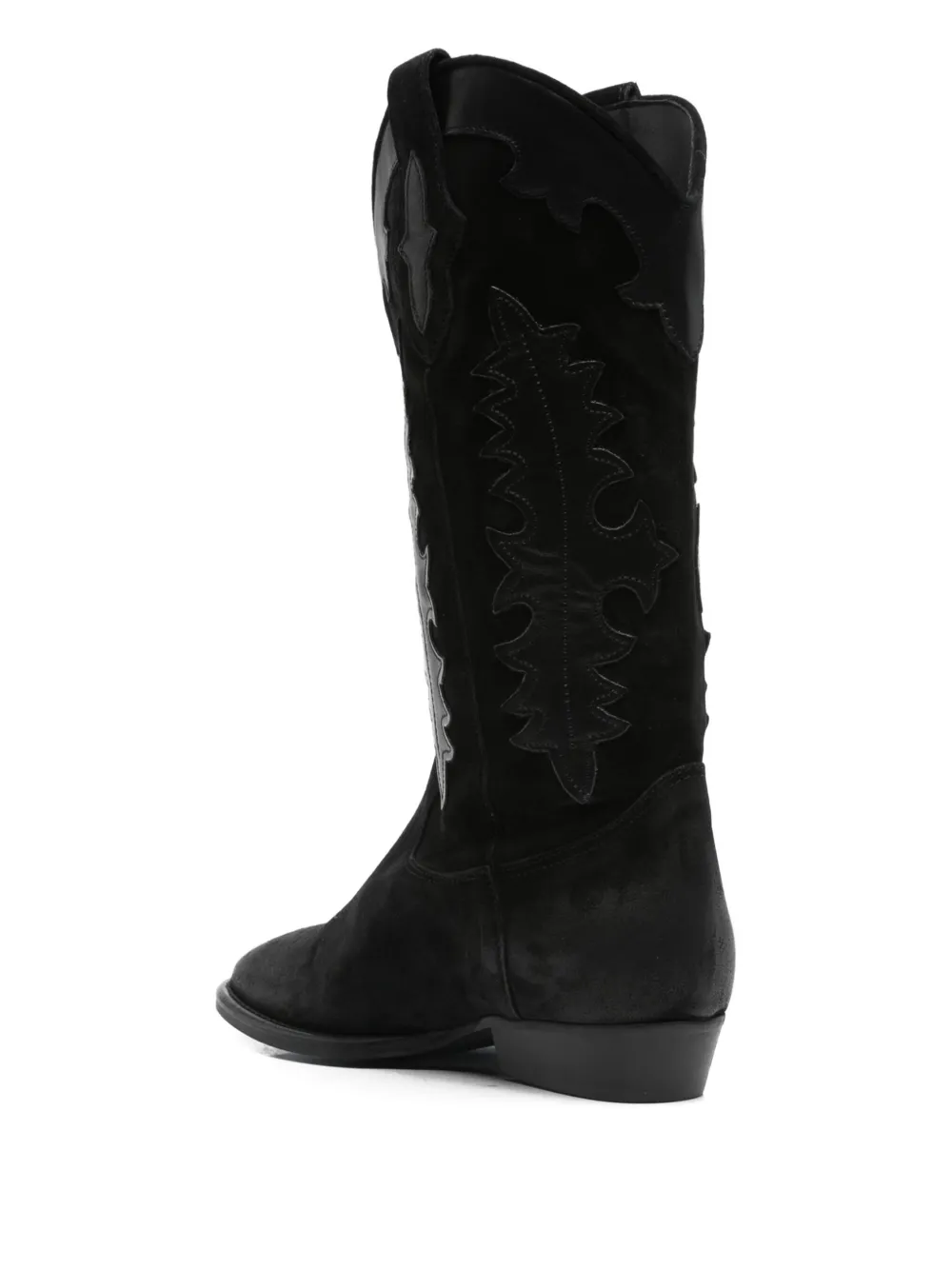 Gisel Moire 20mm leather cowboy boots Black