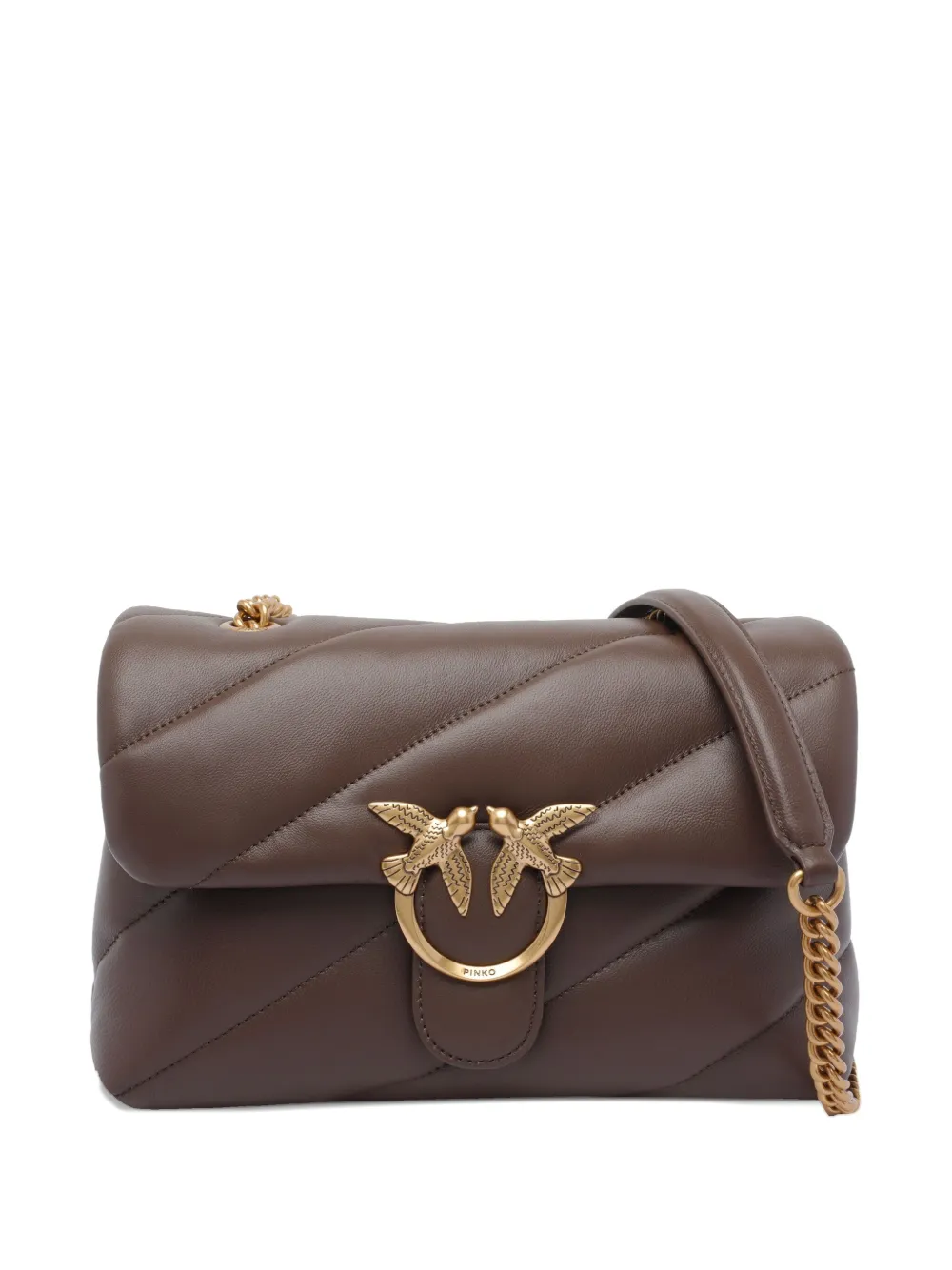 Pinko Love Quilted Cross Body Bag In Brown