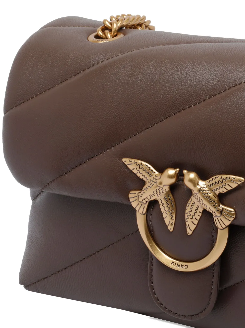 Pinko Love Quilted Cross Body Bag In Brown