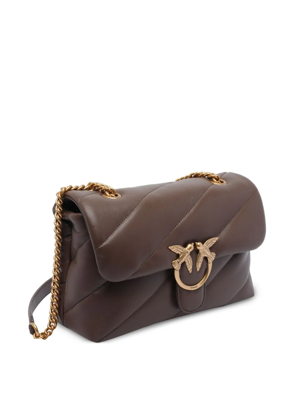 Pinko Love Quilted Cross Body Bag In Brown