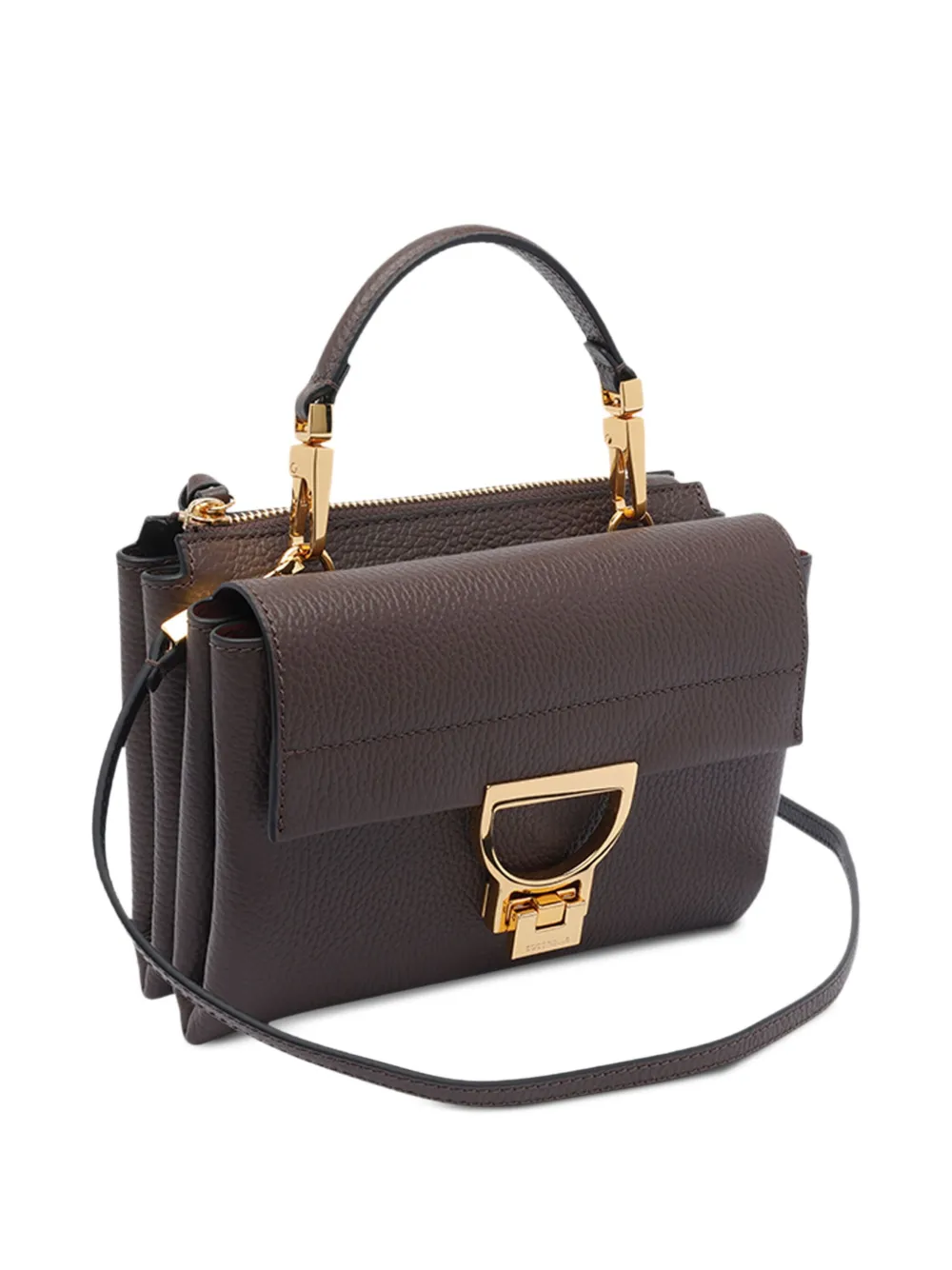 Coccinelle small Arlettis double-compartment top-handle bag Bruin