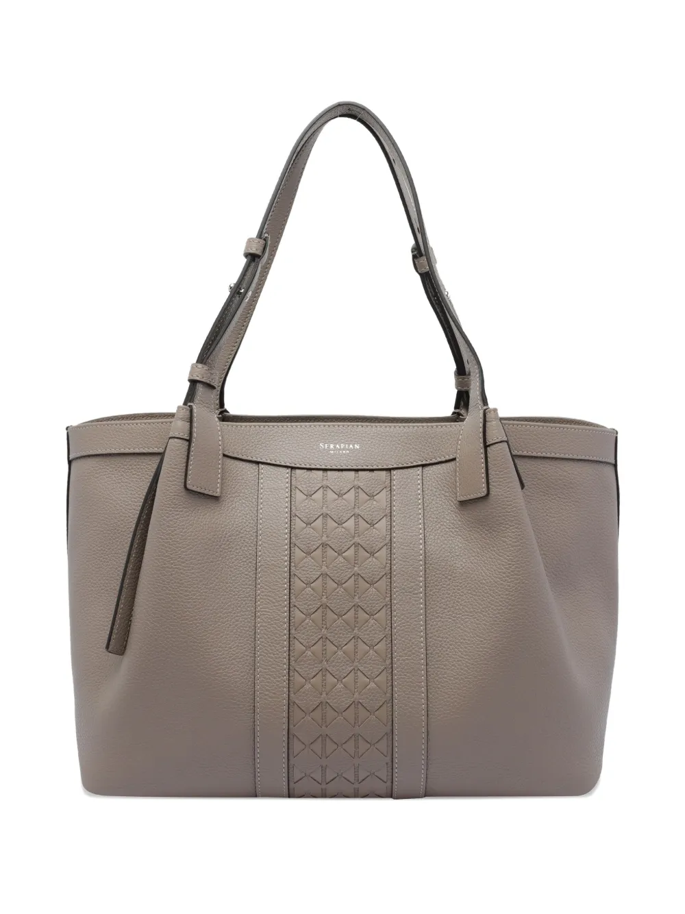Serapian leather woven-detail shoulder bag