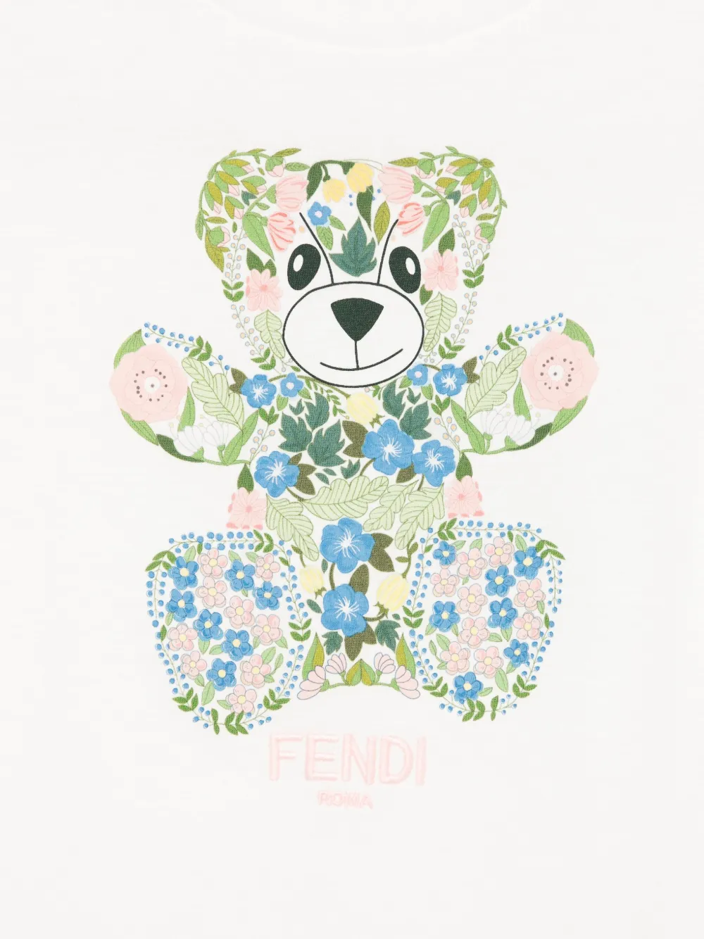 Fendi Kids T-shirt met bloemen- en beerprint Wit
