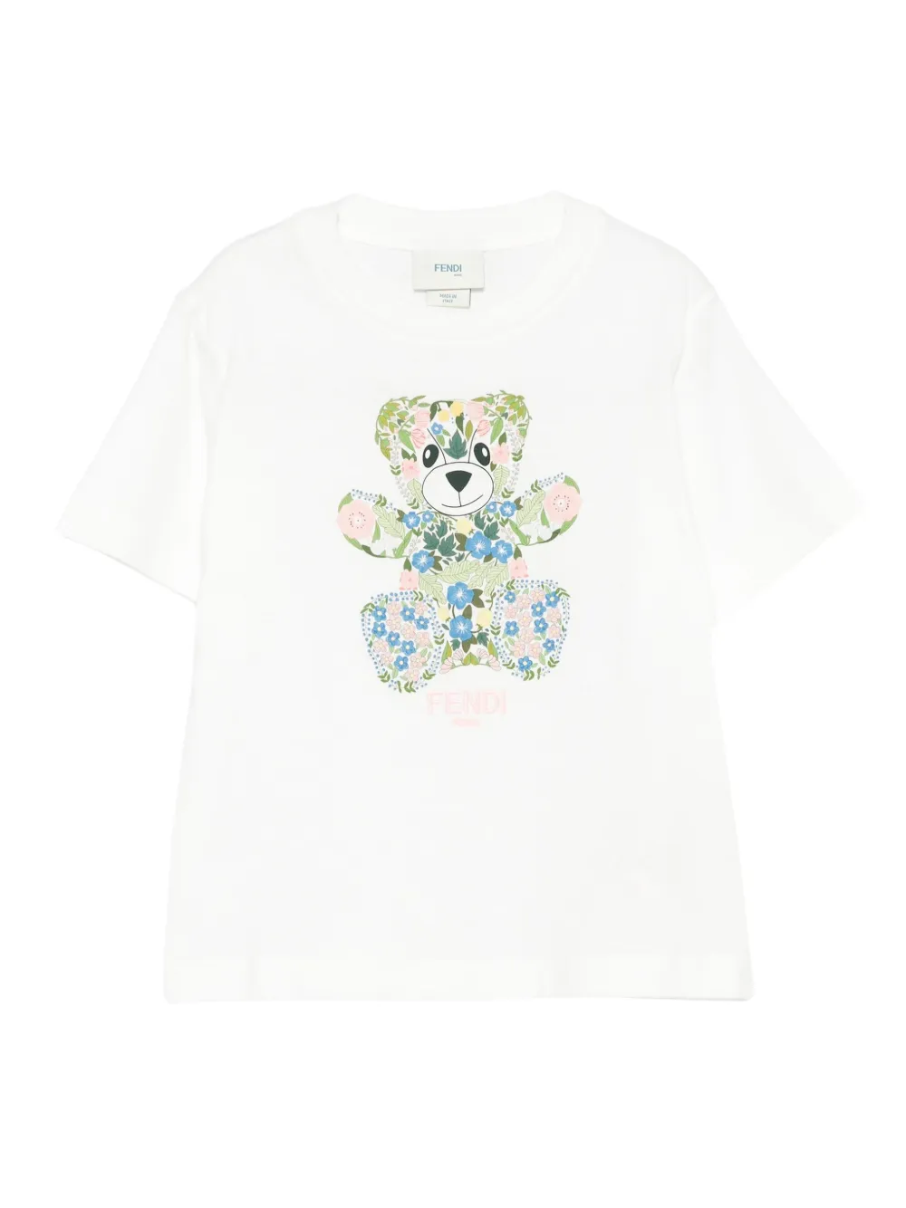 Fendi Kids T-shirt met bloe - en beerprint Wit