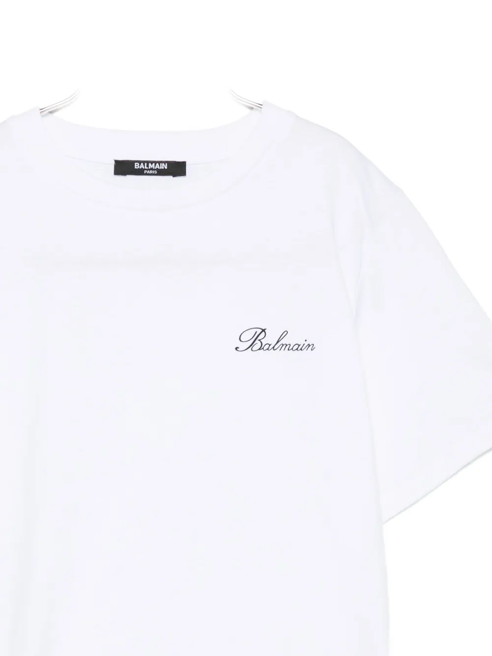 Balmain Kids T-shirt met korte mouwen en geribbelde afwerking Wit