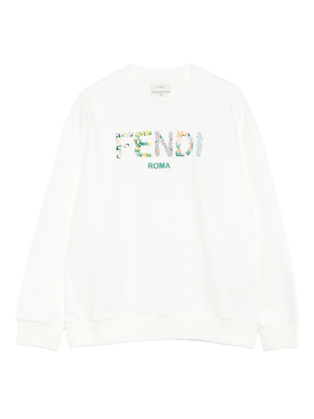 Fendi Kids floral-embroidered Roma sweatshirt Wit