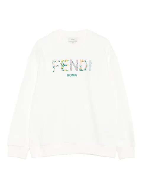 Fendi Kids floral-embroidered Roma sweatshirt