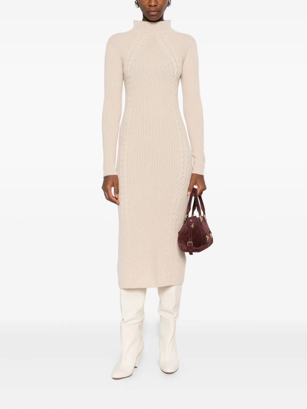 Max Mara Jurk met hoge hals - Beige