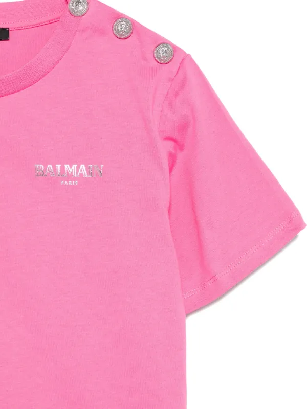 Balmain Kids embellished-button T-shirt Pink FARFETCH CZ